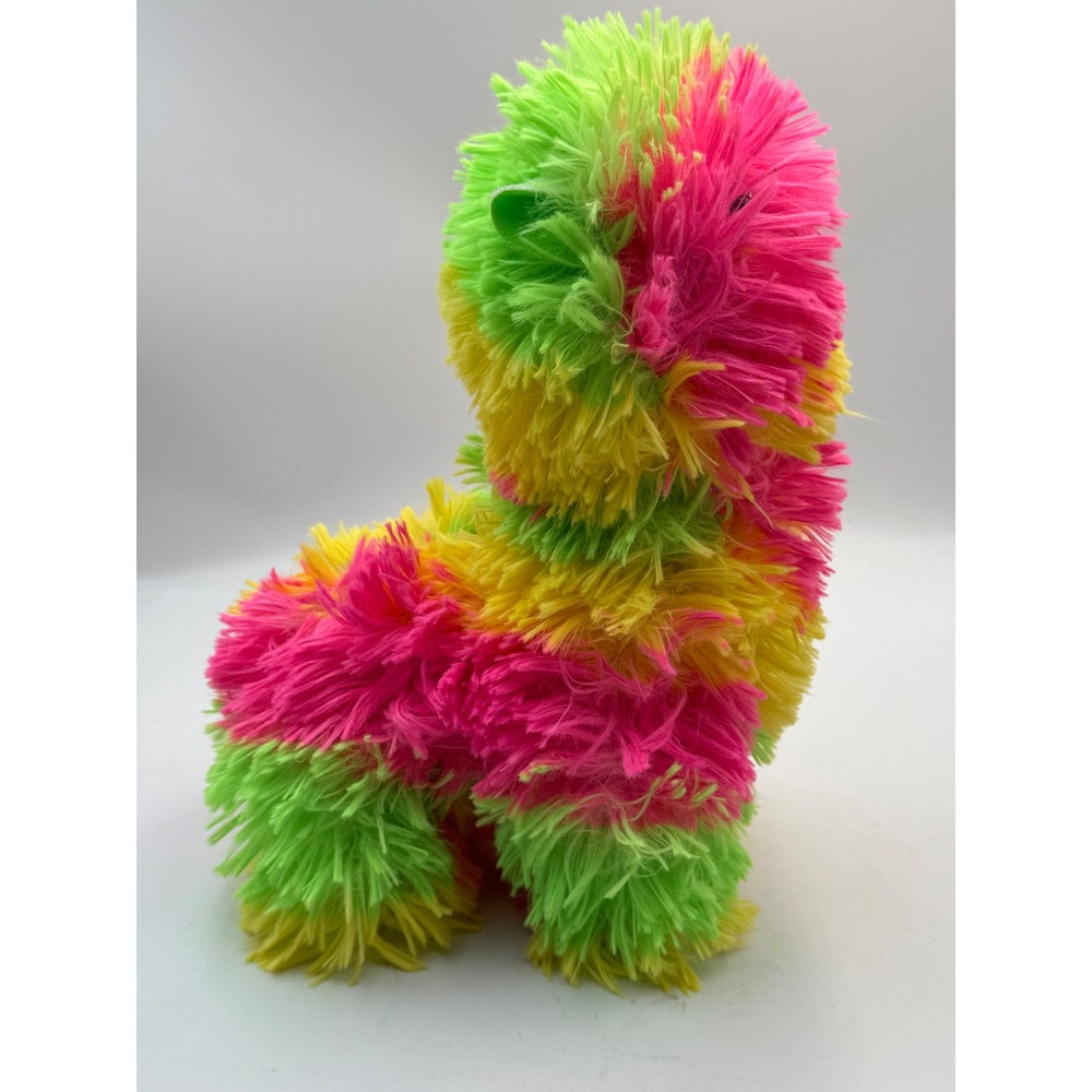 Toy Factory Neon Pink Green Yellow Shaggy Llama Alpaca Plush Stuffed Animal